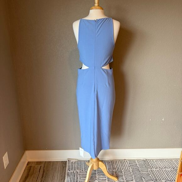 Abercrombie Boatneck Side Cutout Midi Dress Size Large Blue - Picture 3 of 5